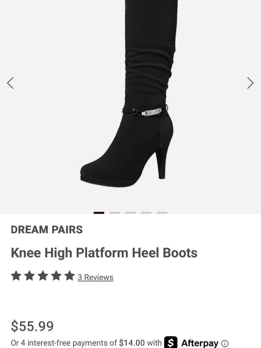 Dream Pairs Black Over-the-Knee Platform Heel Boots